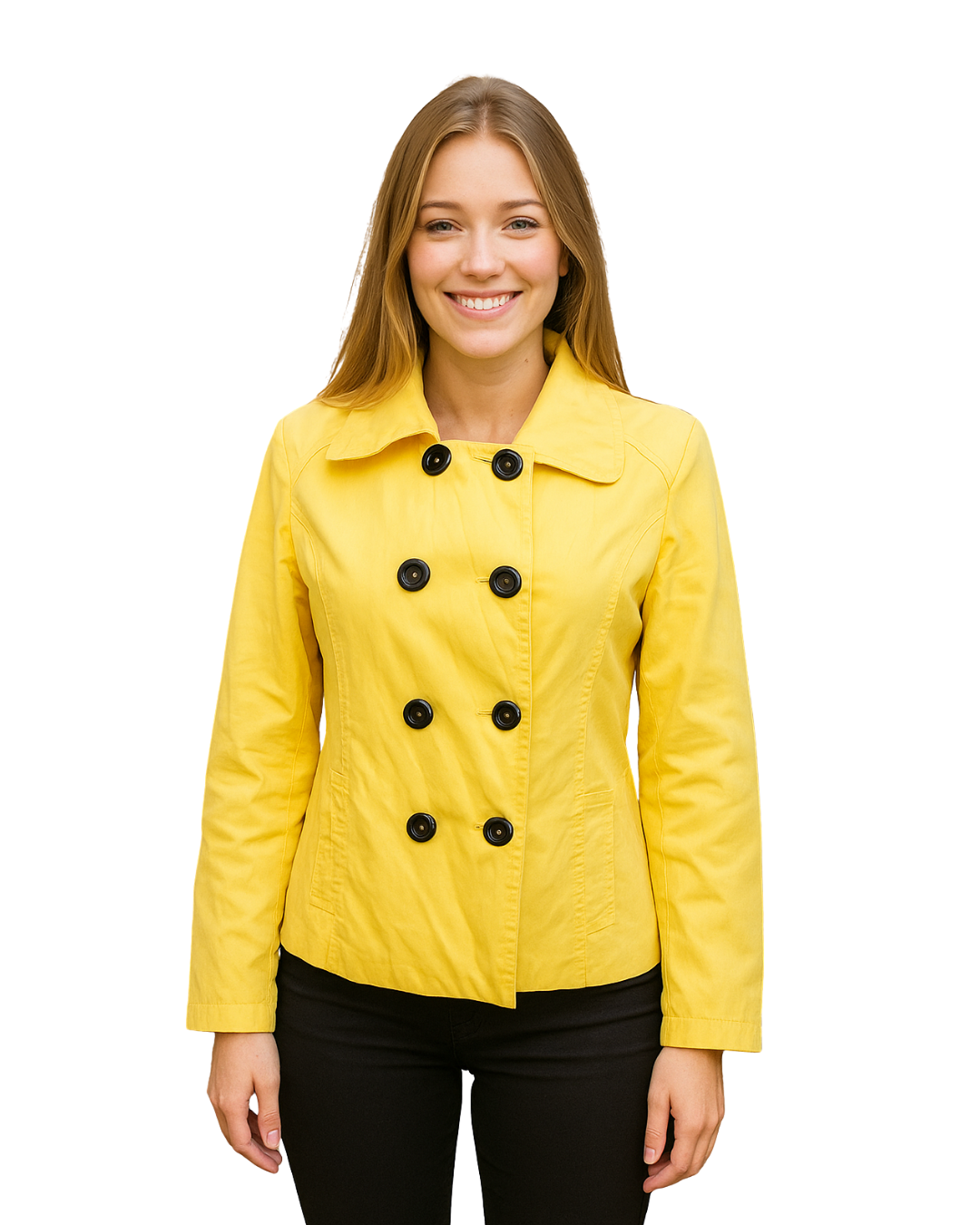 USADO – Chaqueta corta amarilla de botones dobles ZOLA ZEEPER (Talla L)