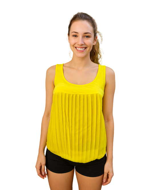 D'OCCASION - Haut plissé sans manches jaune Love and Money (Taille S)
