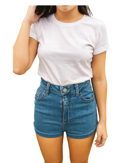 USADO – Shorts vaqueros azules de tiro alto (Talla EUR 36)