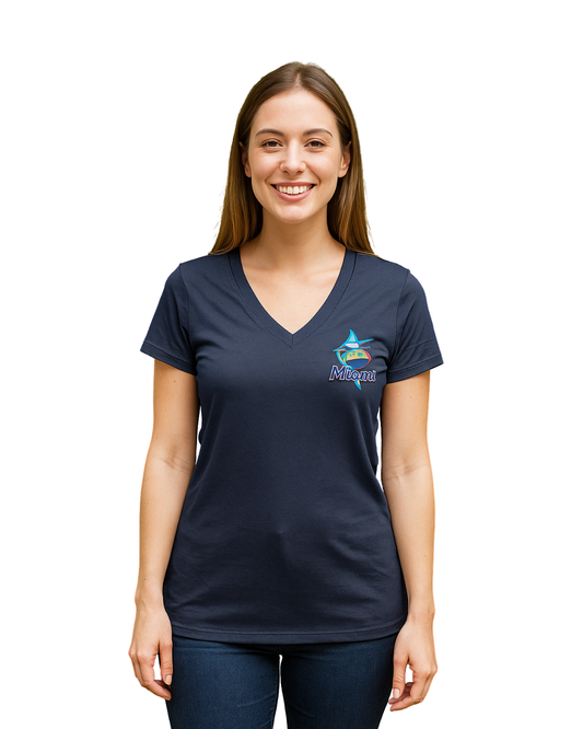 USADO – Camiseta deportiva azul marino con logo “Miami” SPORT-TEK (Talla M)