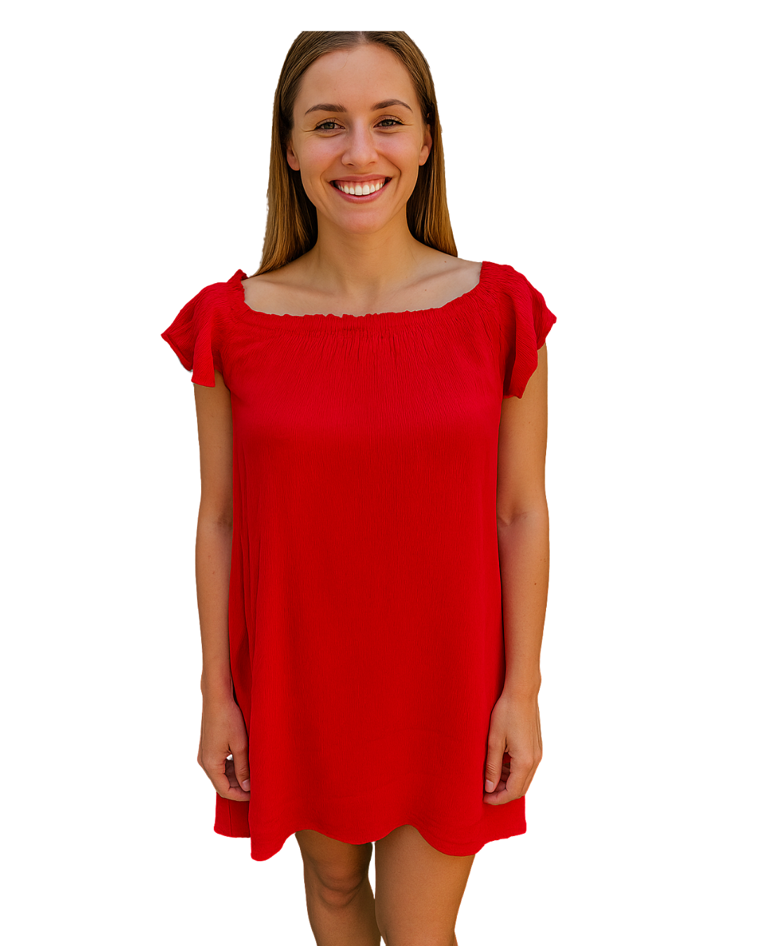 USADO – Vestido naranja de hombros descubiertos BSK GIRL by BERSHKA (Talla S)