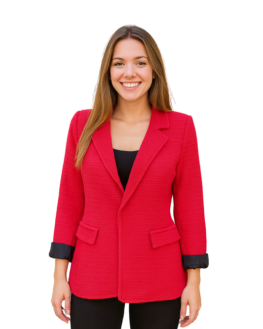 USADO – Blazer rojo de textura gruesa VALENTiNA (Talla S / EUR 36)