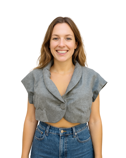 USADO – Bolero gris corto con solapa amplia de MNG (Talla L)