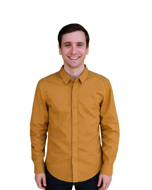 D'OCCASION - Chemise moutarde basique Pull&amp;Bear (Taille XS EUR / 34 MEX)