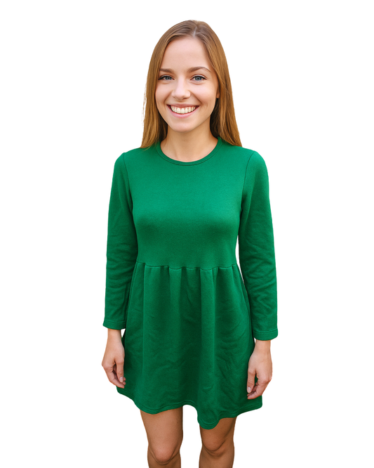 USADO – Vestido verde de punto VALENTINA con corte fruncido (Talla no visible)