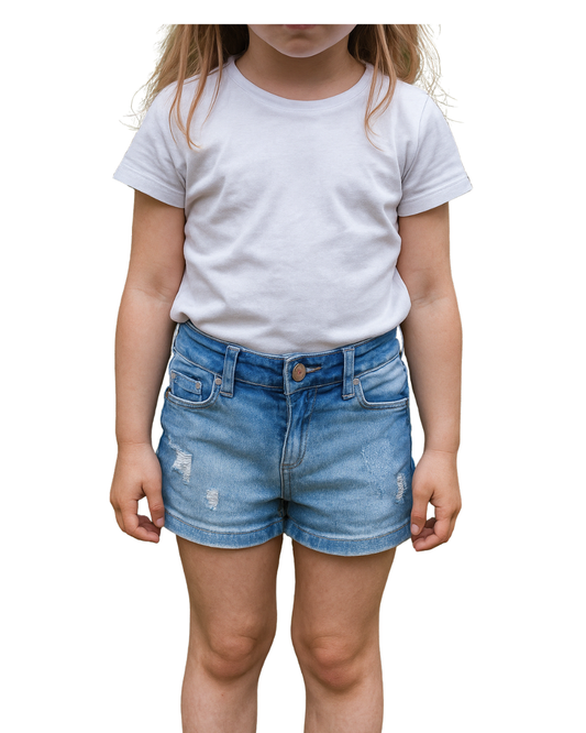 USADO – Shorts vaqueros desgastados azul claro de BERSHKA Denim Collection (Talla EUR 32)