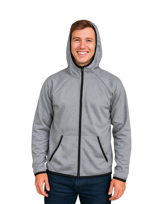 USADO – Sudadera gris con capucha y cremallera UP (Talla S)