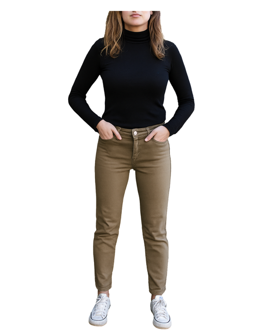 USADO – Pantalones pitillo color verde militar de Stradivarius Super High Waist (Talla EUR 36)
