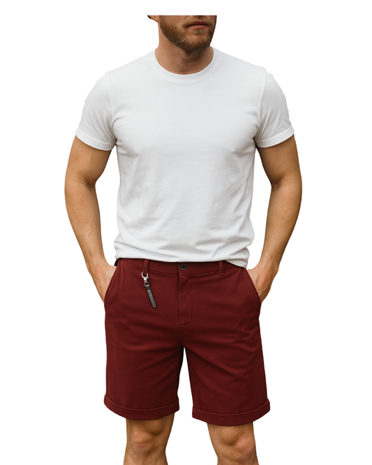 D'OCCASION – Short basique bordeaux Zara Homme (Taille 38 EUR / environ M)