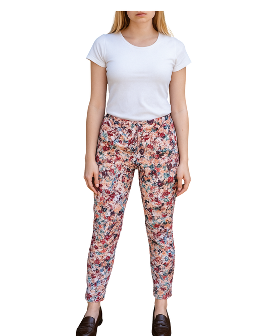 Pantalon skinny basique fleuri d'occasion Zara – Taille XS