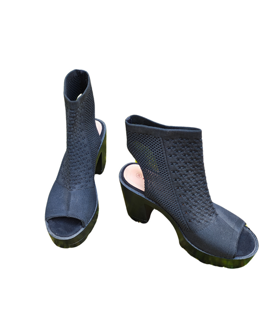 NUEVO- Botines tejidos con tacón grueso Alta Moda (Talla 38)