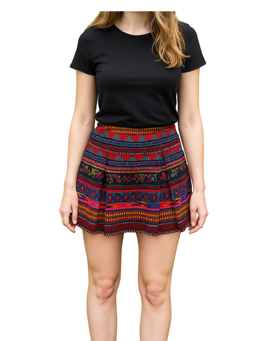 USADO – Falda mini étnica multicolor MNG Collection (Talla 38)