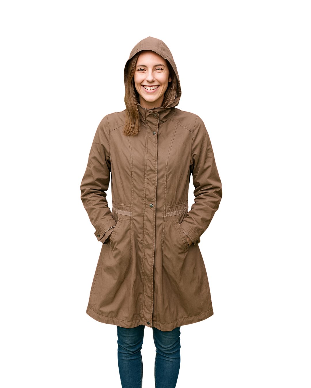 USADO – Parka marrón con capucha PROMOD (Talla no indicada, estimada M/L)