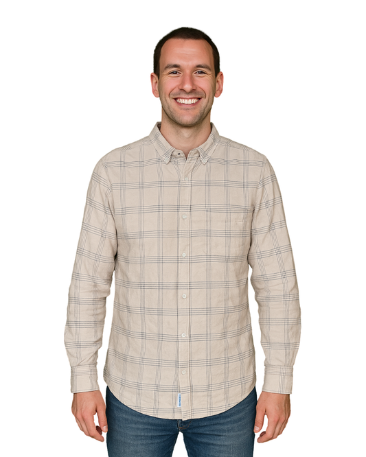 USADO – Camisa beige de cuadros LEFTIES MAN Regular Fit (Talla M)