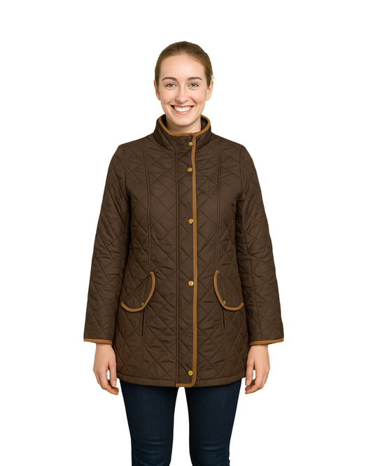 USADO – Chaqueta acolchada marrón con ribetes en contraste CASHEW FLOWER (Talla 44)