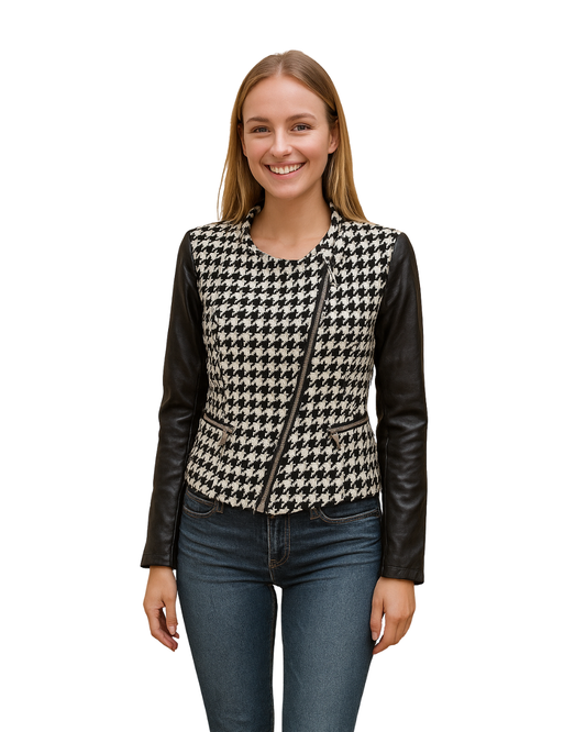 USADO – Chaqueta estampado pata de gallo VALENTINA (Talla EUR 48 / 4XL)
