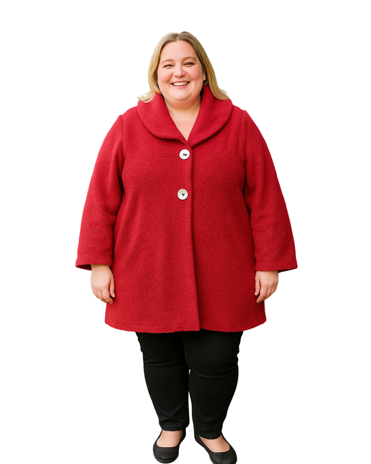 USADO – Abrigo rojo de lana con cuello envolvente BIP BIP (Talla XXL)