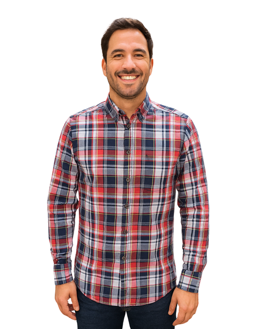 USADO – Camisa de cuadros rojos, azules y blancos Cedar Wood State (Talla S)