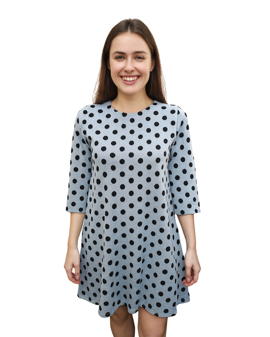 USADO – Vestido de lunares gris con manga 3/4 Stradivarius (Talla S)