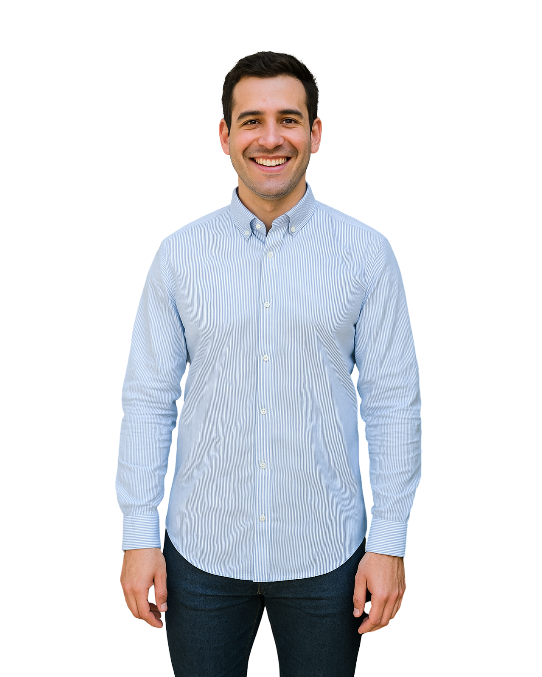USADO – Camisa azul celeste de rayas finas LFTMAN Collection Slim Fit (Talla S)