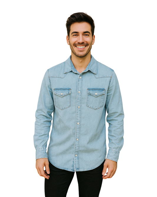 USADO – Camisa vaquera de manga larga ZARA Relaxed Fit (Talla S)