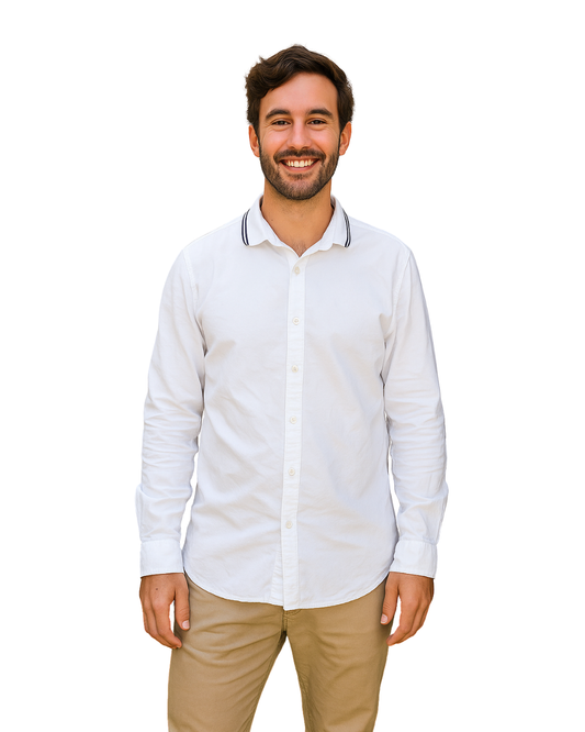 USADO – Camisa blanca de manga larga LFTMAN Slim (Talla S)