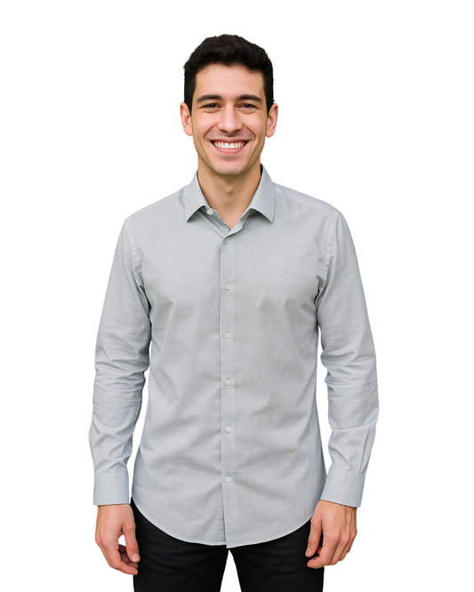 USADO – Camisa gris de manga larga Slim Fit PRIMARK (Talla S)