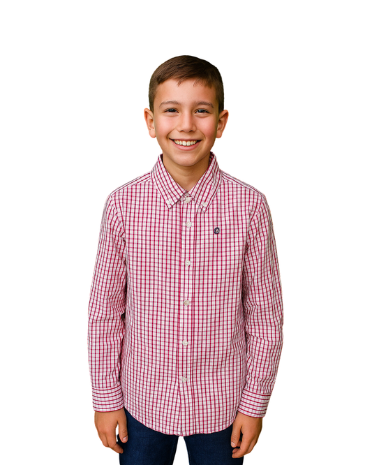 USADO – Camisa de cuadros rojos y blancos UNITED COLORS OF BENETTON (Talla niño no visible)
