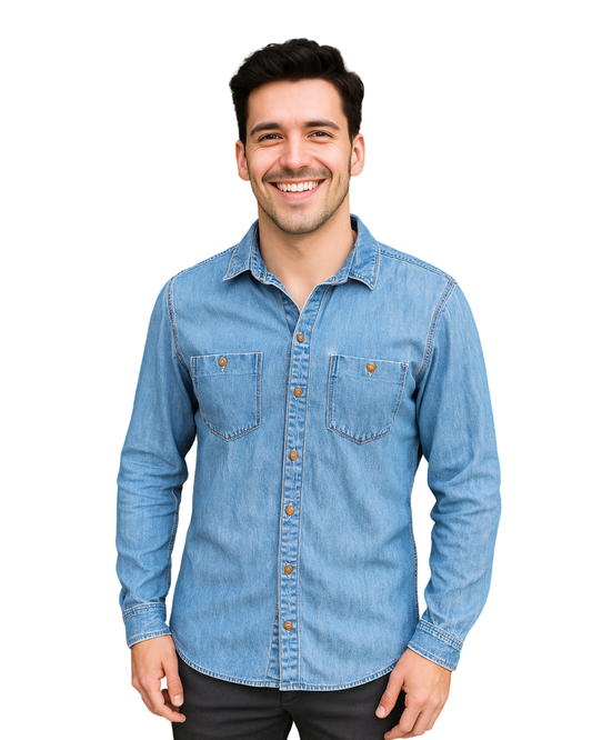 USADO – Camisa vaquera de manga larga con bolsillos frontales PROMOD (Talla no visible aprox S)