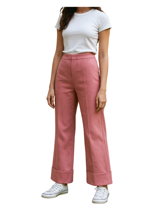 USADO – Pantalones anchos rosa empolvado de ZARA B Collection (Talla EUR S)