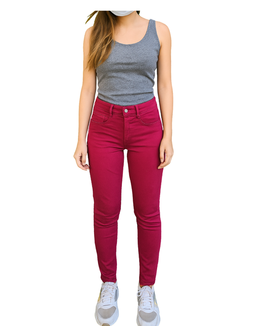 USADO – Pantalones burdeos pitillo Zara Trafaluc (Talla EUR 32)