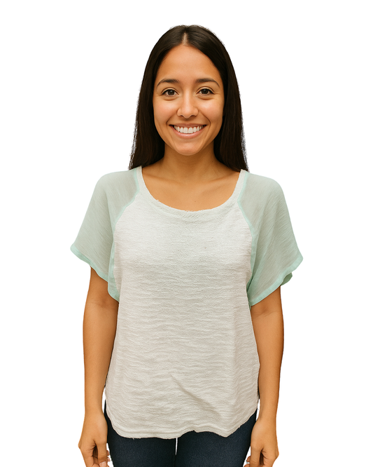 USADO – Blusa de punto con manga murciélago en verde agua Stradivarius (Talla EUR M )