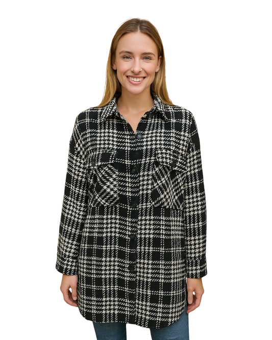 USADO – Sobrecamisa de cuadros blanco y negro Pull&Bear (Talla M)