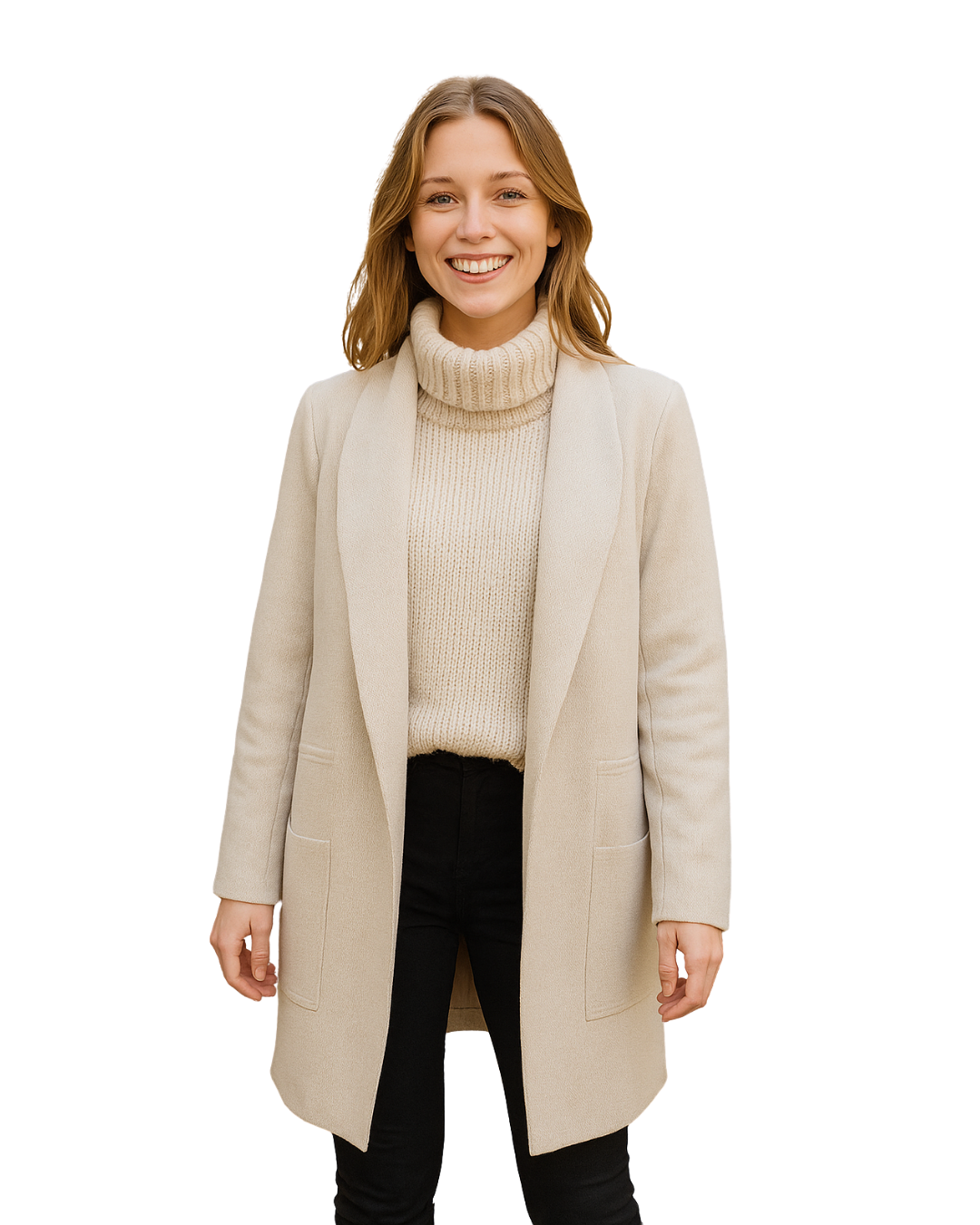USADO – Chaqueta larga beige clara estilo kimono ZARA Woman (Talla M)