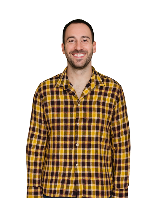 USADO – camisa de cuadros amarillos y marrones MANGO Suit (Talla L)