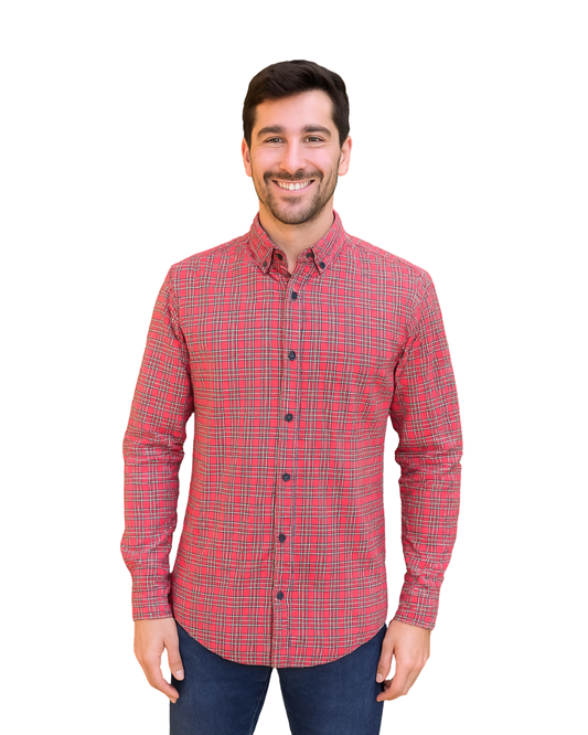 USADO – Camisa de cuadros rojos PULL&BEAR (Talla EUR S)