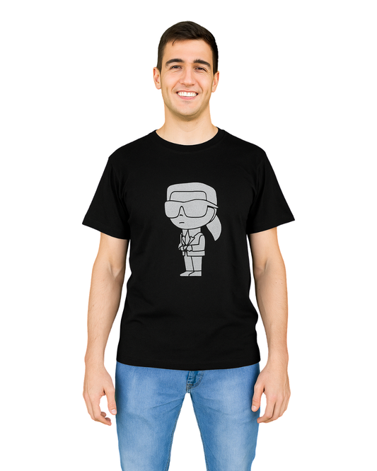 USADO – Camiseta negra con estampado gráfico KARL LAGERFELD (Talla M)
