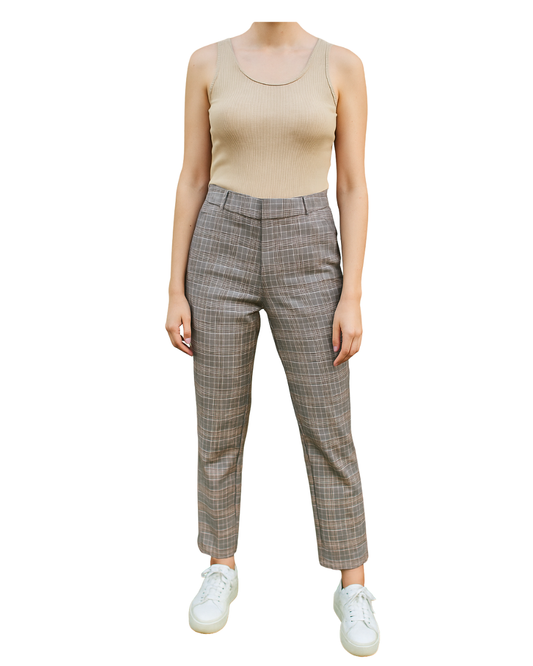 USADO – Pantalón de cuadros príncipe de Gales STRADIVARIUS (Talla EUR 34 )