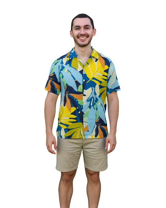 USADO – Camisa estampada tropical multicolor LeftiesMan (Talla S )