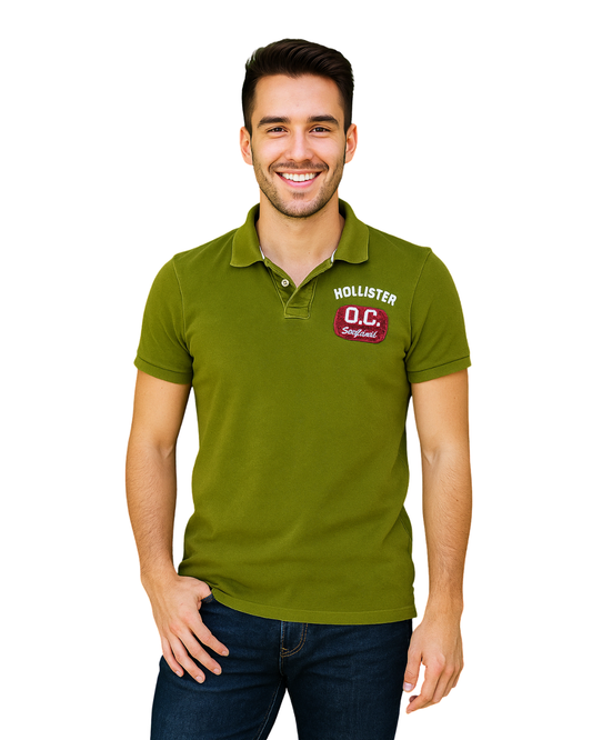 USADO – Polo verde bordado Hollister O.C. Surfboards (Talla M)