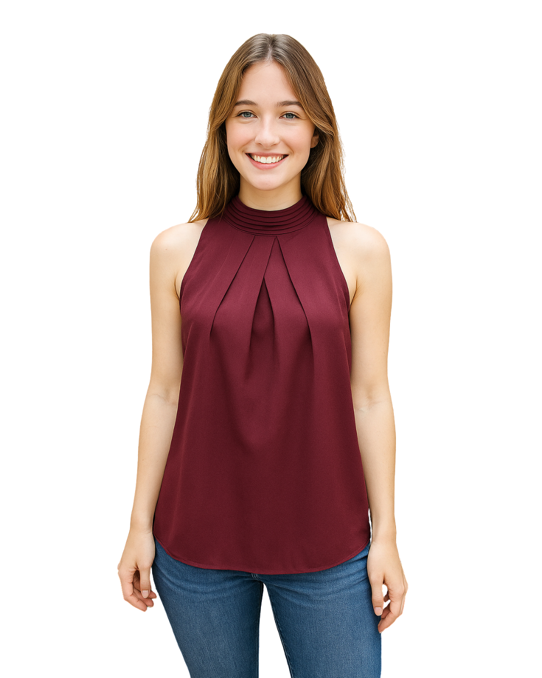 USADO – Blusa sin mangas color burdeos Sfera (Talla M / EUR M)