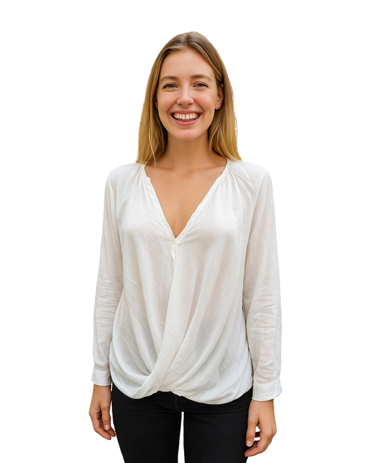 USADO – Blusa cruzada blanca ZARA WOMAN (Talla XS)