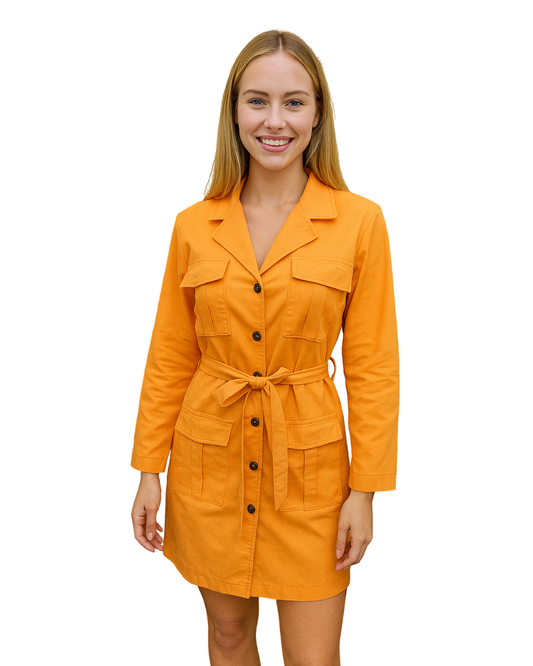USADO – Gabardina naranja con cinturón Made in Italy (Talla aproximada M)