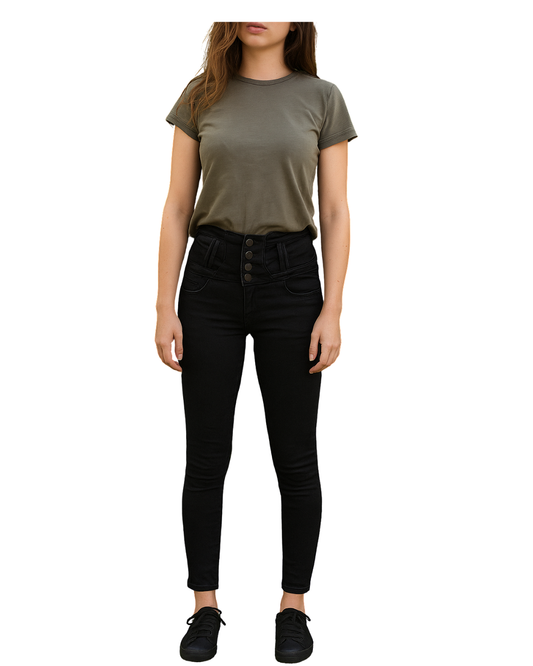 USADO – Pantalón pitillo negro tiro alto DOJEANS (Talla no visible, aprox XS)