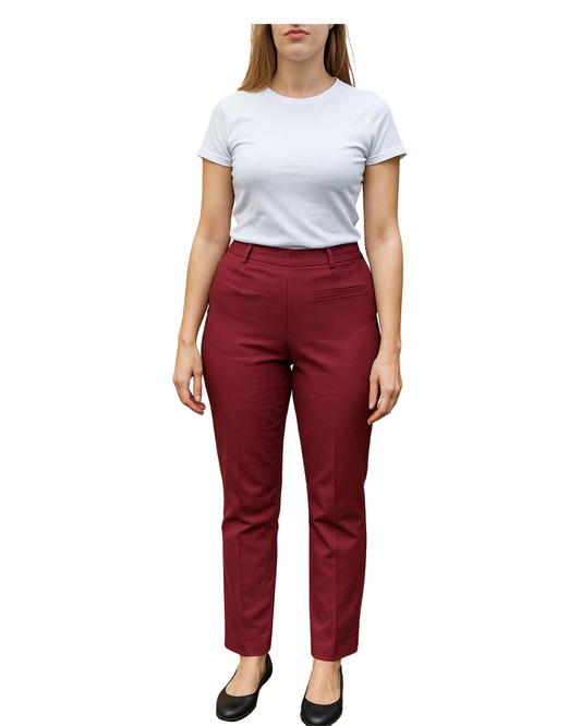 USADO – Pantalón recto granate MANGO Basics (Talla EUR 36)