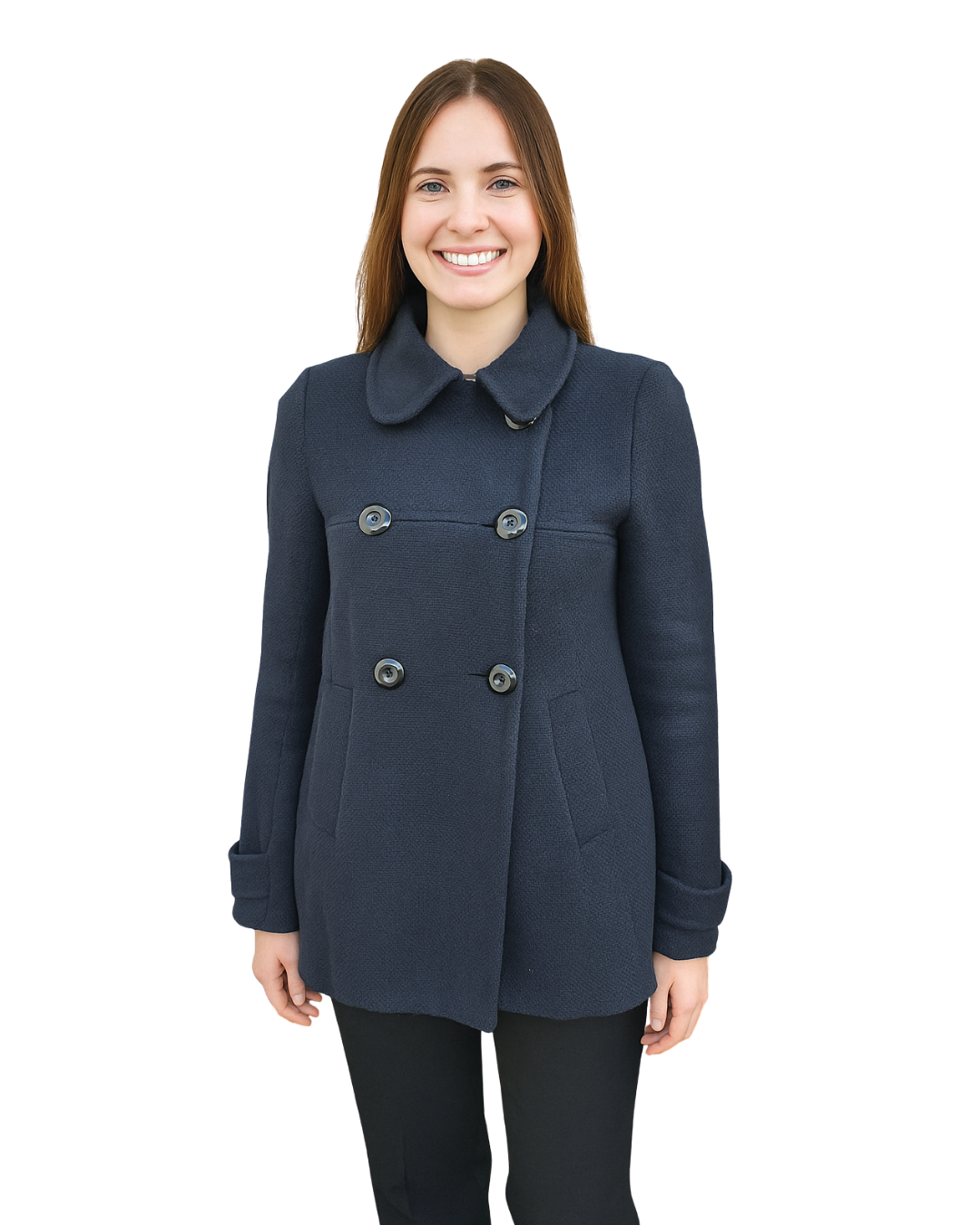 USADO – Abrigo negro cruzado BERSHKA OUTWEAR (Talla S / MEX 26)