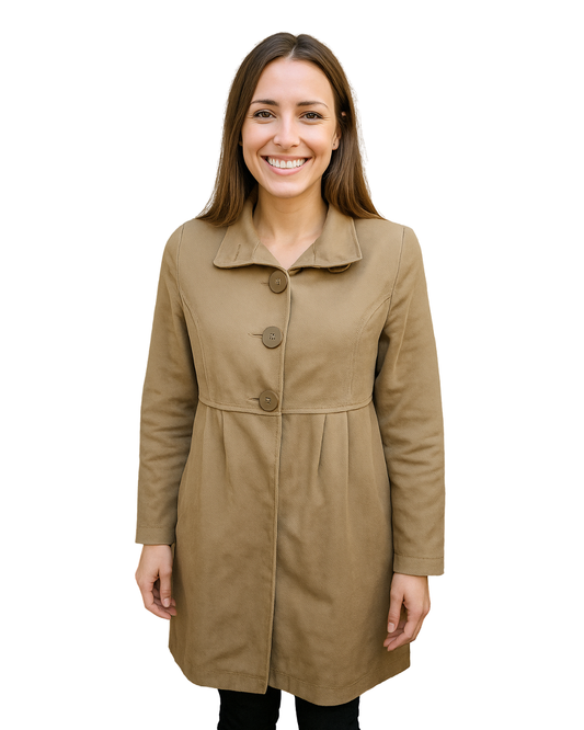 USADO – Abrigo marrón de algodón con corte femenino Bershka (Talla EUR L / MEX 30)