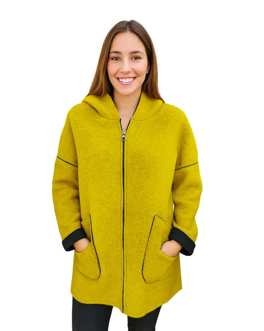 USADO – Abrigo amarillo con capucha NEW COLLECTION (Talla sin indicar, aprox. M/L)
