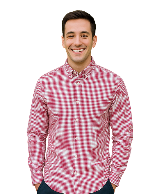 USADO – Camisa de cuadros rojos y blancos slim fit LFTMAN Collection (Talla S)