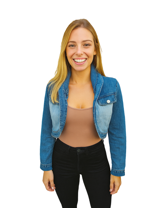 USADO – Cazadora vaquera cropped azul SUSHAN JEANS (Talla S)